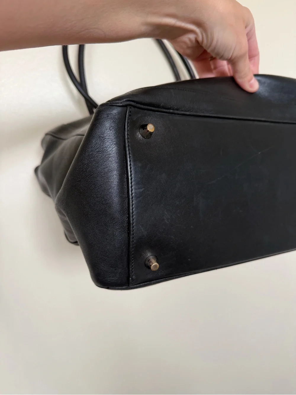 COACH Vintage H2S-9426 Black Leather Tote Computer Bag with Black Wristlet